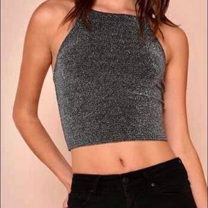 Shein sparkly halter crop top